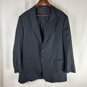 Ermenegildo Zegna Suit Jacket Mens 46 Blue Solid Two Button Made In Switzerland